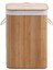 Kapaklı El Yapımı Dekoratif Modern Doğal Ahşap Bambu Banyo Kirli Çamaşır Sepeti 40 x 30 x 60 cm 5