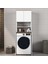 Mobilya Çamaşır Makinesi Dolabı Kapaklı Banyo Dolabı Alt Üst Takım Beyaz 2