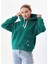 Kar Tanesi Baskılı Cepli Kapüşonlu Kışlık Kalın Sweatshirt Oversize/geniş Kesim 2