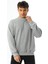 Gri Basic 3 Iplik Bisiklet Yaka Mevsimlik Erkek Sweatshirt 3