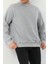 Gri Basic 3 Iplik Bisiklet Yaka Mevsimlik Erkek Sweatshirt 4