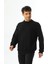Siyah Basic 3 Iplik Bisiklet Yaka Mevsimlik Erkek Sweatshirt 1