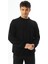 Siyah Basic 3 Iplik Bisiklet Yaka Mevsimlik Erkek Sweatshirt 2