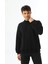 Siyah Basic 3 Iplik Bisiklet Yaka Mevsimlik Erkek Sweatshirt 4
