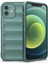 Apple iPhone 12 Uyumlu Kamera Korumalı Dalgalı Silikon Kılıf-Koyu Yeşil 1