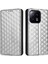 Xiaomi 13 5g Için Manyetik Otomatik Kapanış Telefon Kılıfı Rhombus Desen Basılı Pu Deri Cüzdan Stand Cep Telefonu Kapağı-Gümüş (Yurt Dışından) 1