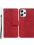 Xiaomi Redmi Için 12 4g Geometri Baskılı Telefon Kılıfı Flip Stand Cüzdan Pu Deri Telefon Kapağı-Kırmızı (Yurt Dışından) 1