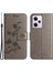 Xiaomi Redmi Için Şok Geçirmez Telefon Kılıfı Note 12 Pro+ 5g Baskılı Kelebek Çiçek Deseni ve Stand Cüzdanlı Pu Deri Telefon Kapağı-Gri (Yurt Dışından) 1