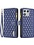 Xiaomi Için 13 Baskılı Rhombus Desen Fermuar Cep Kılıfı Pu Deri Cüzdan Stand Telefon Kapağı Kayış-Mavi (Yurt Dışından) 1