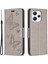 Xiaomi Redmi Için 12 4g Anti-Dest Stand Cüzdan Telefon Kılıf Kelebek Kelebek Baskılı Deri Kapak-Gri (Yurt Dışından) 1