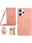 Xiaomi Redmi Için 12 4g Pu Deri Cüzdan Kılıfı Omuz Kayışı ile Baskılı Flip Stand Kapağı-Pembe (Yurt Dışından) 1