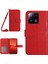 Xiaomi 13 5g Için HT04 Parmak Izi Kanıtı Telefon Kapağı Pu Deri Ayçiçeği Baskılı Stand Cüzdan Cilt Touch Hissedilmiş Telefon Kılıfı Omuz Kayışı ile Kırmızı (Yurt Dışından) 1
