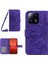 Xiaomi 13 5g HT04 Için Parmak Izi Kanıtı Telefon Kapağı Pu Deri Ayçiçeği Baskılı Stand Cüzdan Cilt Touch Hissedilmiş Telefon Kılıfı Omuz Kayışı ile Koyu Mor- (Yurt Dışından) 1