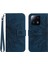 Xiaomi Için Anti-Drop Telefon Kapağı 13 5g HT04 Ayçiçeği Baskılı Cilt Touch Pu Deri Deri Stand Telefon Cüzdan Kılıfı El Kayışı ile Koyu Mavi (Yurt Dışından) 1
