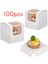 100 Adet Beyaz Cupcake Kutusu Bireysel Insert, Küçük Tek Favor Pasta Ikram Kutuları Şeffaf Pencereli (Yurt Dışından) 2