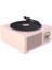 Müzik Kutusu Tipi Dahili Bluetooth Stereo Kablosuz Vintage Retro Mikrofon Hoparlör Hıfı Aux Desteği Taşınabilir (Pembe) (Yurt Dışından) 1