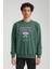Bisiklet Yaka Yeşil Slim Fit Sweatshirt 23FWM60146 1