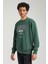 Bisiklet Yaka Yeşil Slim Fit Sweatshirt 23FWM60146 2