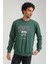 Bisiklet Yaka Yeşil Slim Fit Sweatshirt 23FWM60146 4