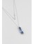 Safir Işıltısı 18 Ayar Beyaz Altın Kaplama 44 cm Gümüş Tasarım Kolye 2