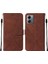Motorola Moto G14 Için Kabartmalı Pu Deri Stand Cüzdan Telefon Kılıfı - Kahverengi (Yurt Dışından) 1