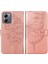 Motorola Moto G14 Için Kelebek Pu Deri Çevirmeli Cüzdan Stand Telefon Kılıfı - Rose Gold (Yurt Dışından) 1