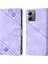 Motorola Moto G14 Için Kabartmalı Deri Cüzdan Stand Telefon Kılıfı - Mor (Yurt Dışından) 3