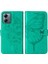 Motorola Moto G14 Için Kelebek Pu Deri Çevirmeli Cüzdan Stand Telefon Kılıfı - Yeşil (Yurt Dışından) 1