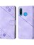 Huawei P30 Lite Için Kabartmalı Deri Cüzdan Stand Telefon Kılıfı - Mor (Yurt Dışından) 3