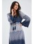 Sakura Dress Çan Kollu Diz Üstü Yazlık Kadın Triko Elbise Indigo Melanj 5