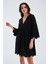 Hiromi Dress Pamuk 3/4 Kol Diz Hizası Yazlık Kadın Elbise siyah 2