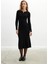 Styleboom x Peraluna Dorset Dress Toka Detaylı Ribana Örgü Midi Kadın Triko Elbise - Siyah 2