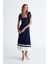 Styleboom x Peraluna Kelly Dress Askılı Bağlama Detaylı Rahat Kesim Midi Boy Yazlık Kadın Triko Elbise lacivert 2