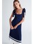 Styleboom x Peraluna Kelly Dress Askılı Bağlama Detaylı Rahat Kesim Midi Boy Yazlık Kadın Triko Elbise lacivert 4