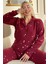 Bordo Eclipse Desenli Önden Düğmeli Peluş Polar Pijama Takımı 1