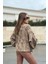Kadın Camel Leopar Desenli, Premium Kumaş, Salaş Ceket 2