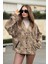 Kadın Camel Leopar Desenli, Premium Kumaş, Salaş Ceket 1