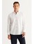 ALTINYILDIZ CLASSICS Erkek Beyaz-Haki Slim Fit Dar Kesim İtalyan Yaka Baskılı Gömlek 4