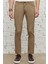 Erkek Bej Slim Fit Dar Kesim 5 Cep Armürlü Esnek Pantolon 2