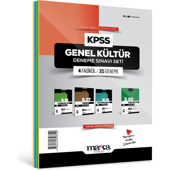 Marka Yayınları 2024 KPSS Genel Kültür Deneme Sınavı Seti 4 Fasikül 25 Deneme
