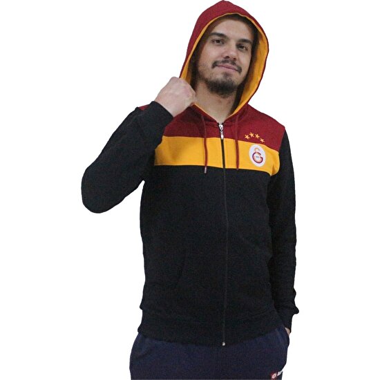 Galatasaray Lisanslı Fermuarlı Siyah Unisex Sweatshirt