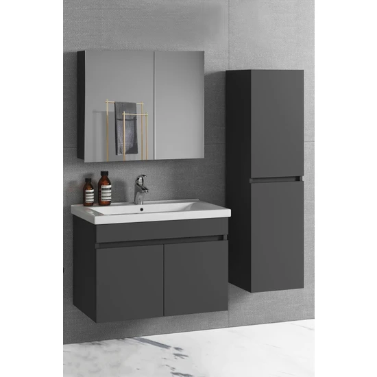 Alfa Banyo Viola-Antasit (65+35) 100 cm Mdf Boy Dolaplı Lavabolu Banyo Dolabı Takımı**demonte Değil*