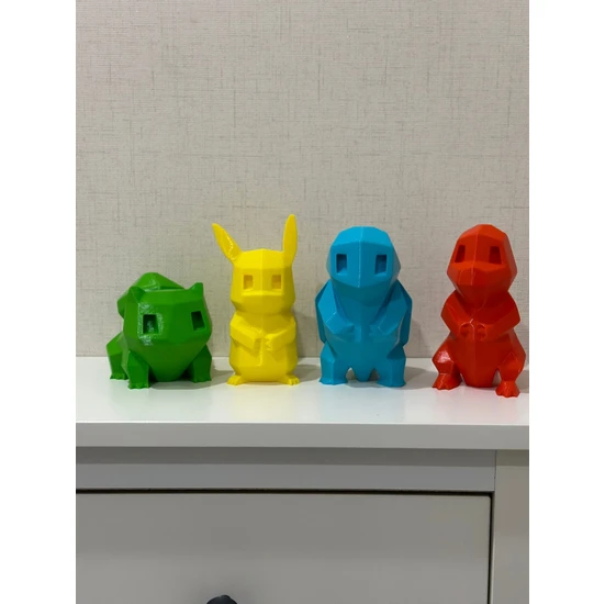KemX3D Oyuncak Seti Pokemon Serüveni! 15 cm - Pikachu-Squirtle-Charmander-Balbasaur
