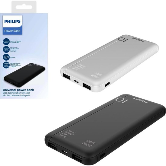 Philips Powerbank 10000 Mah 2xusb Mıcro Type C Girişli Siyah Fiyatı 1282