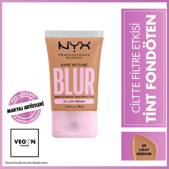 Nyx Professional Makeup Blur Tint Ciltte Filtre Etkili Fondöten - 09 Light Medium