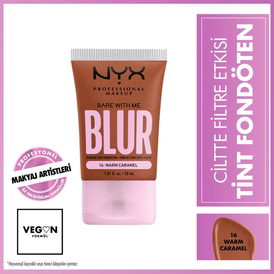 Nyx Professional Makeup Blur Tint Ciltte Filtre Etkili Fondöten - 16 Warm Caramel