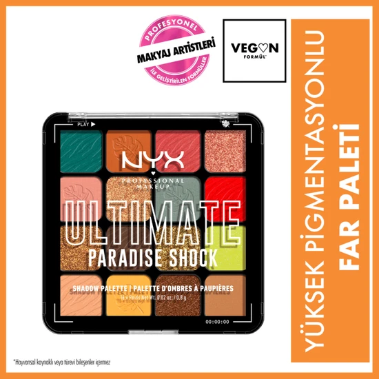 Nyx Professional Makeup Ultimate Shadow Palette - Paradise Shock Göz Farı Paleti
