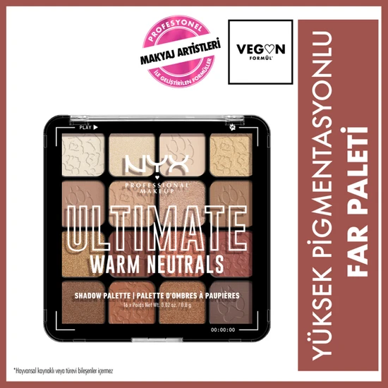 Nyx Professional Makeup Ultimate Shadow Palette - Warm Neutrals Göz Farı Paleti