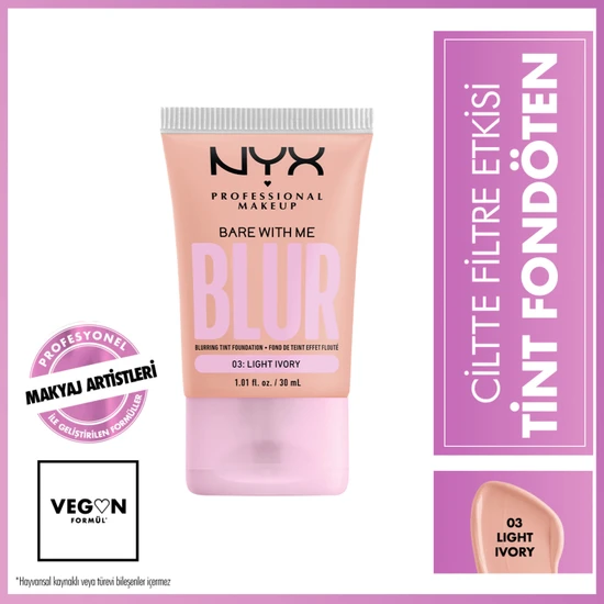 Nyx Professional Makeup Blur Tint Ciltte Filtre Etkili Fondöten - 03 Light Ivory
