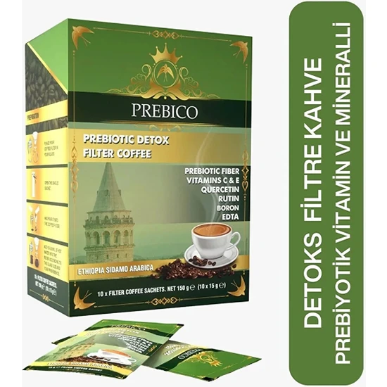 Prebico Prebiyotik, Detoks, Hindiba, Vitamin ve Mineral Içeren Filtre Kahvesi